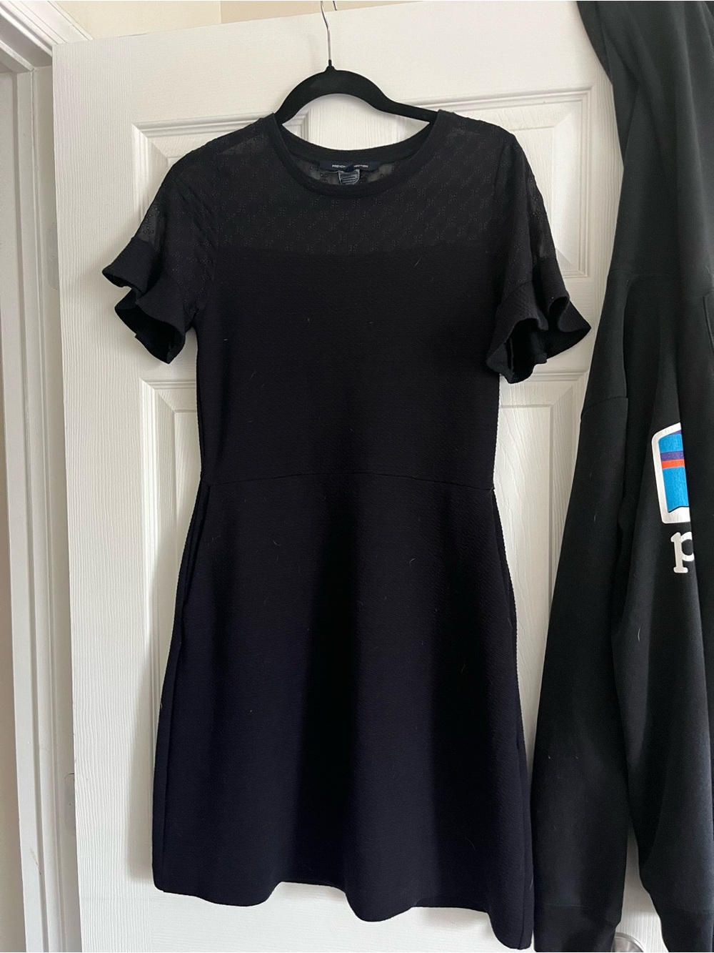 French Connection Black Short Sleeve Ruffle Dress